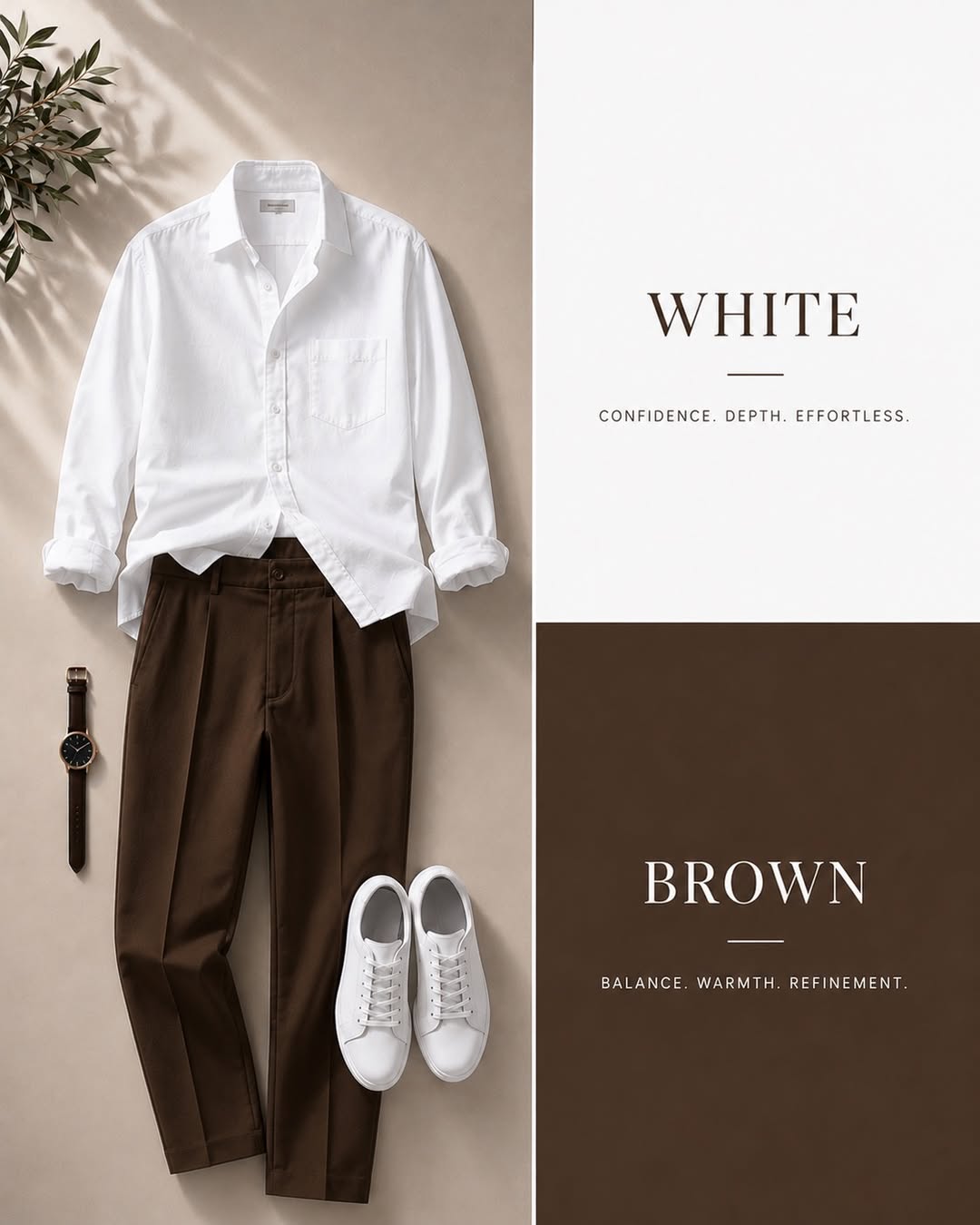 DripXO White Shirt ā Dark Brown Trouser Combo