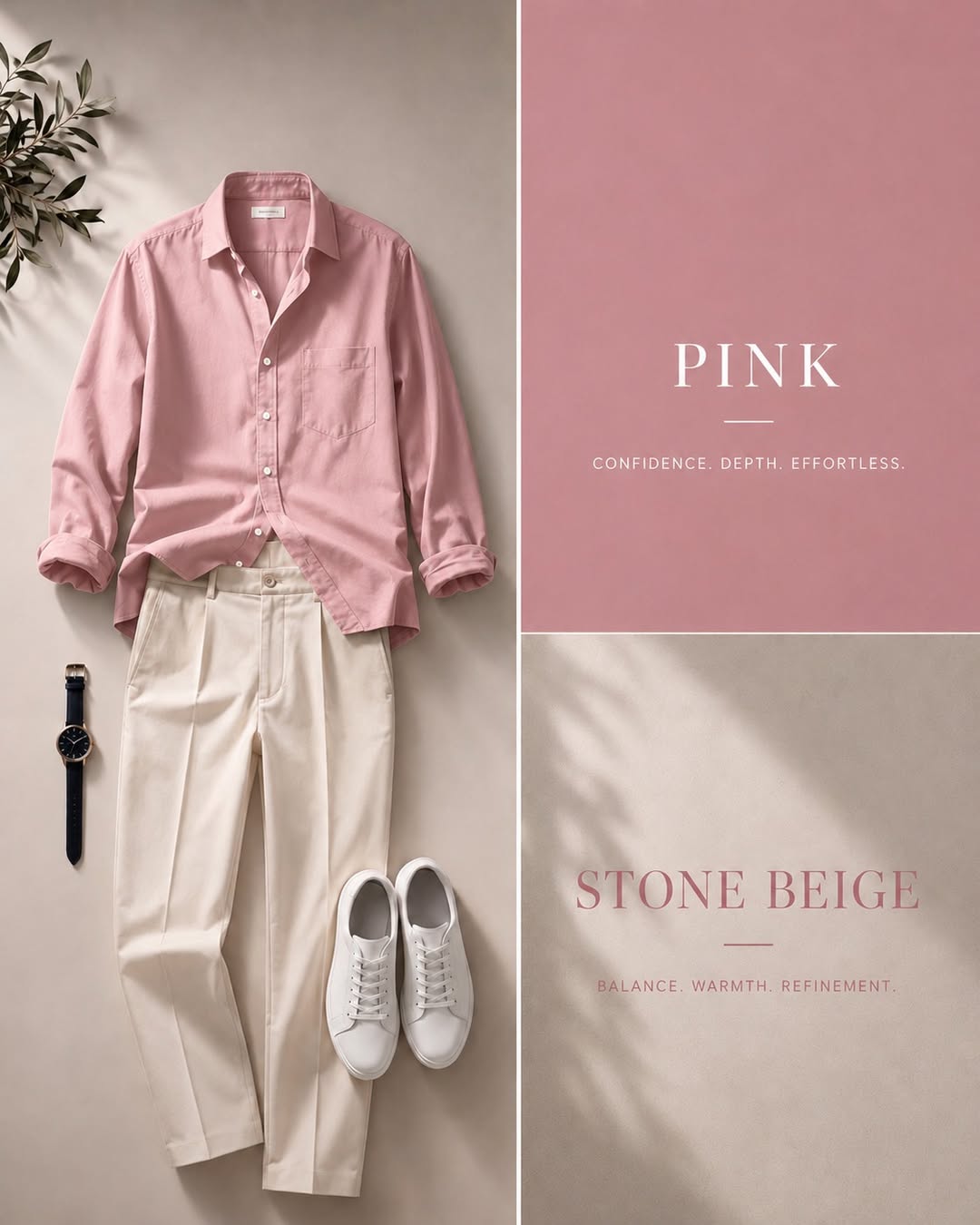 DripXO Pink Shirt ā Stone Beige Trouser Combo