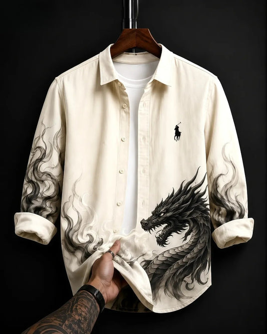 DripXO Dragon Overshirt – Cream White