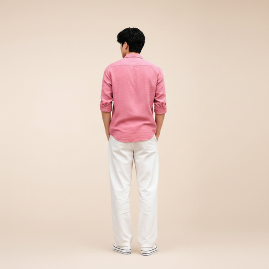 Men's Oversized Pink Linen Shirt – Breezy Summer Casual Fit