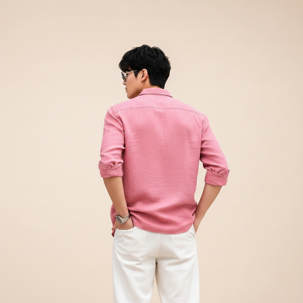 Men's Oversized Pink Linen Shirt ā Breezy Summer Casual Fit