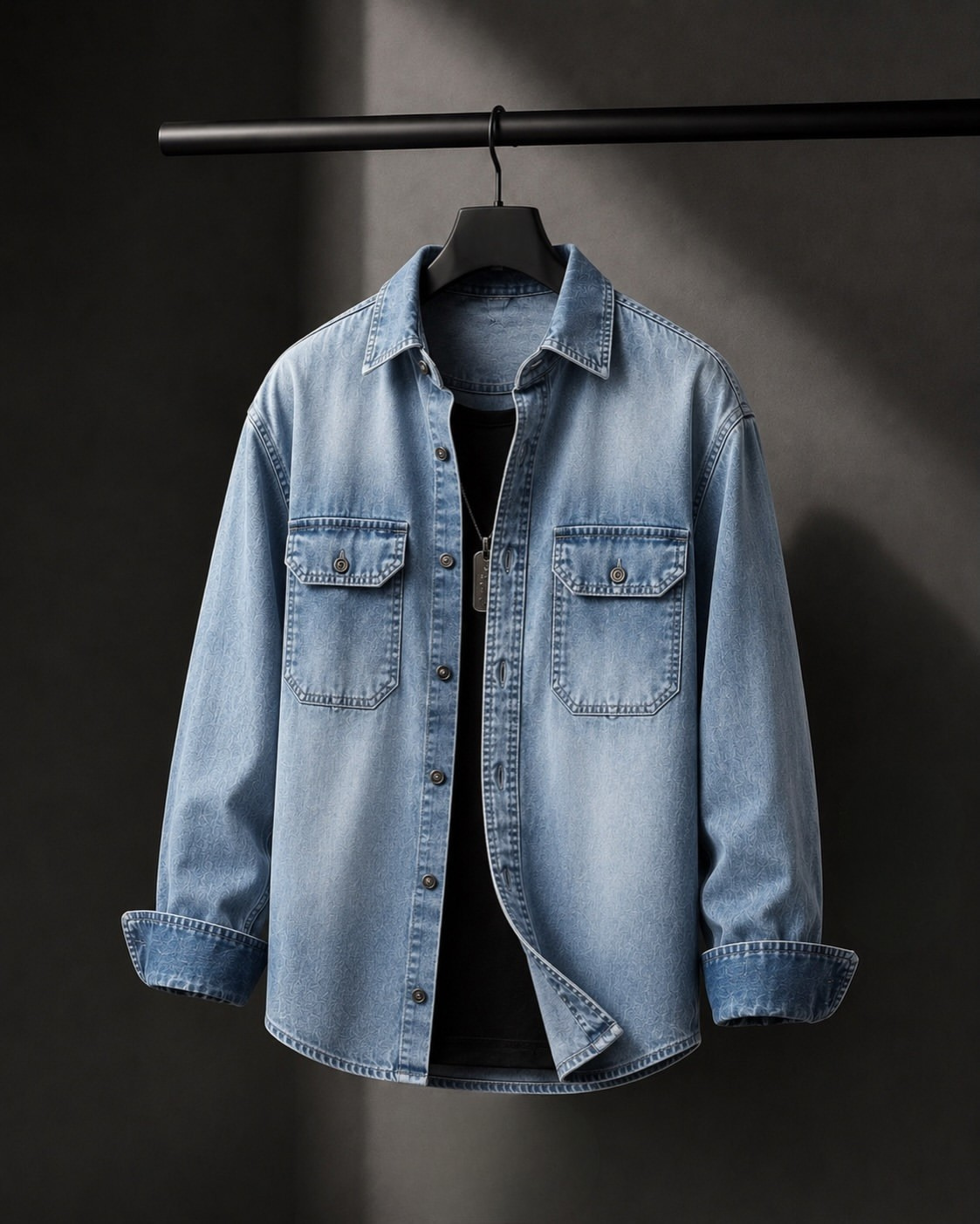 Ice Blue Dual Pocket Denim Overshirt