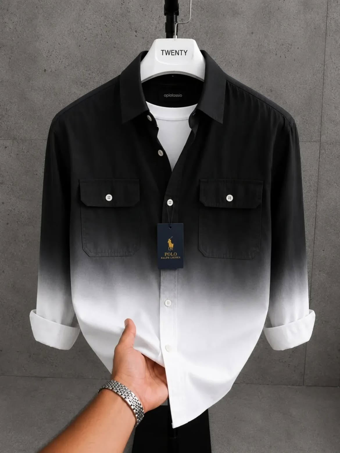 Dark Teal Star Jacquard Dual Pocket Denim Overshirt