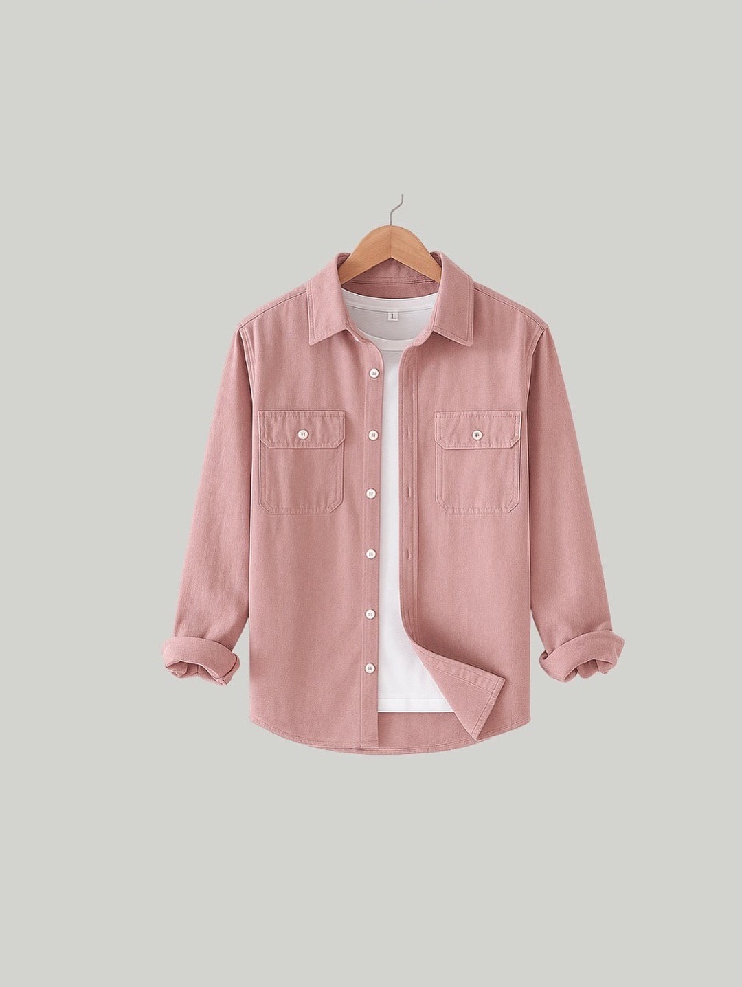 Dusty Rose Dual Pocket Snap Button Shacket