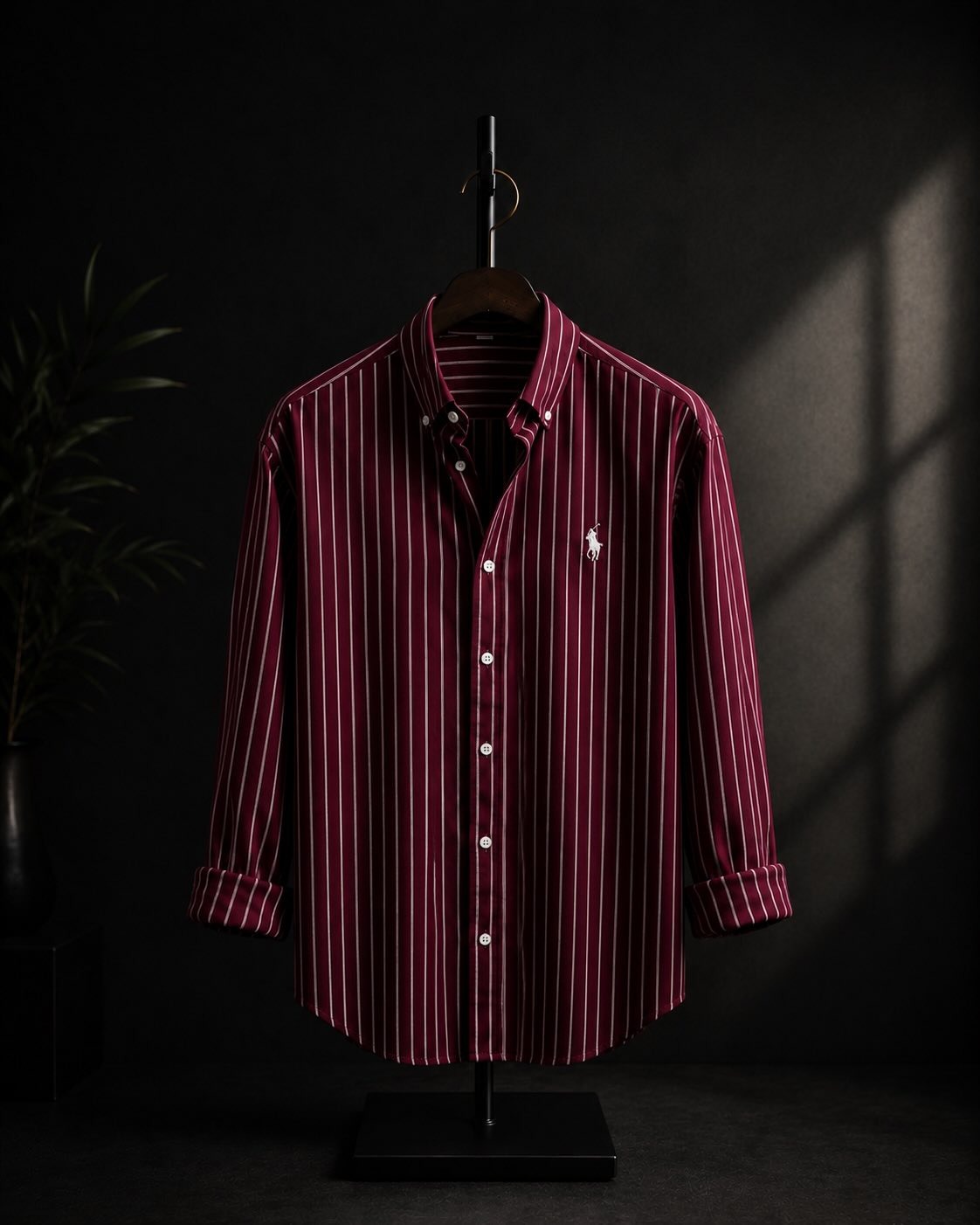 Deep Burgundy Pinstripe Oxford Shirt — Polo Ralph Lauren