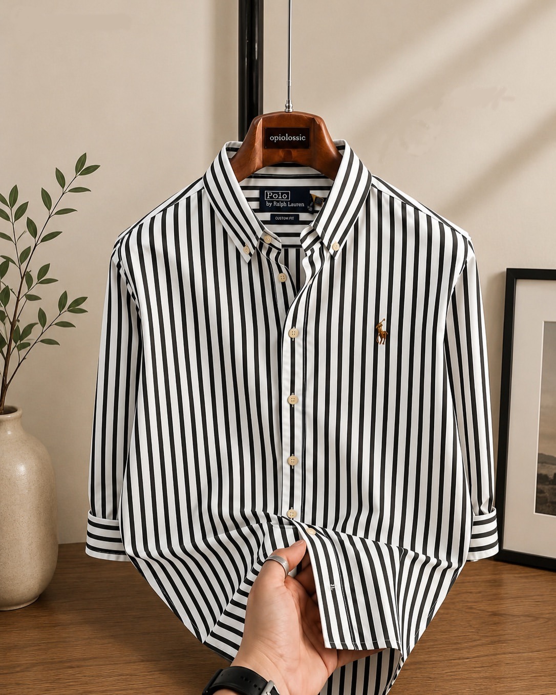 Black & White Bold Stripe Oxford Shirt — Polo Ralph Lauren Custom Fit