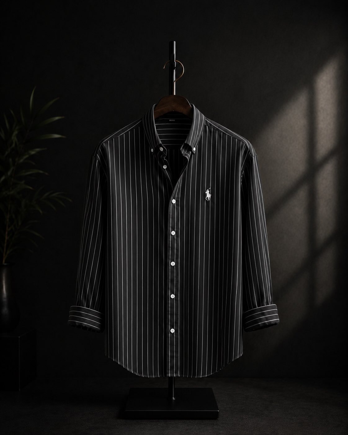  Jet Black Pinstripe Oxford Shirt — Polo Ralph Lauren