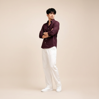 Maroon Shirt & Wide-Leg Pants Set