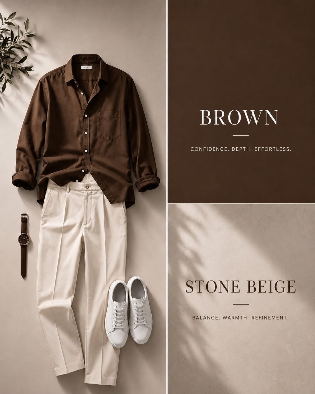 DripXO Brown Shirt – Stone Beige Trouser Combo