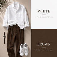 DripXO White Shirt – Dark Brown Trouser Combo
