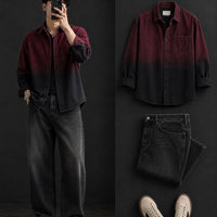 DripXO Gradient Denim Shirt – Dark Grey Wide-Leg Jeans Combo