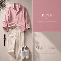 DripXO Pink Shirt – Stone Beige Trouser Combo