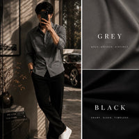 DripXO Grey Shirt – Black Wide-Leg Trouser Combo