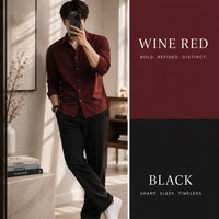 DripXO Wine Red Shirt – Black Wide-Leg Trouser Combo