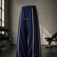 Navy Stripe Wide Leg Track Pants