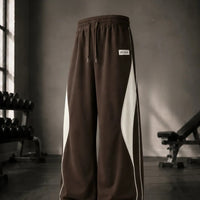 Brown Colourblock Wide Leg Track Pants