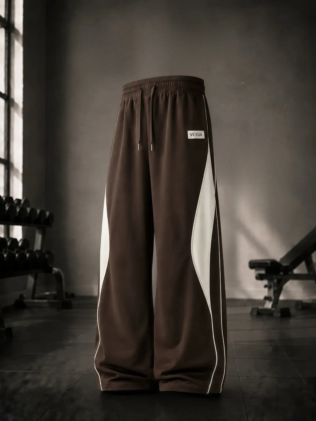 Brown Colourblock Wide Leg Track Pants