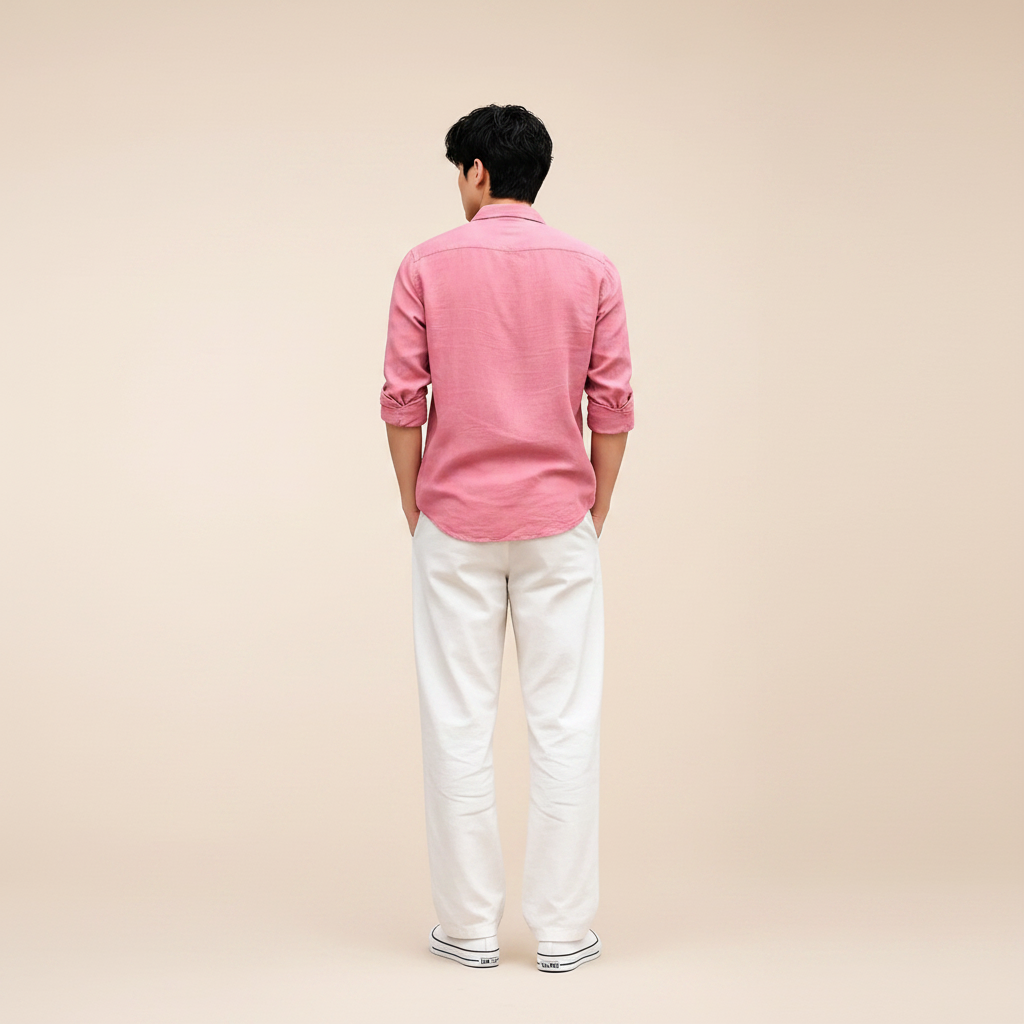 Men's Oversized Pink Linen Shirt – Breezy Summer Casual Fit