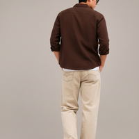 Men's Oversized Brown Linen Shirt – Relaxed Casual Fit