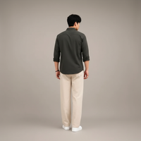 Charcoal Black Shirt & Wide-Leg Pants Set