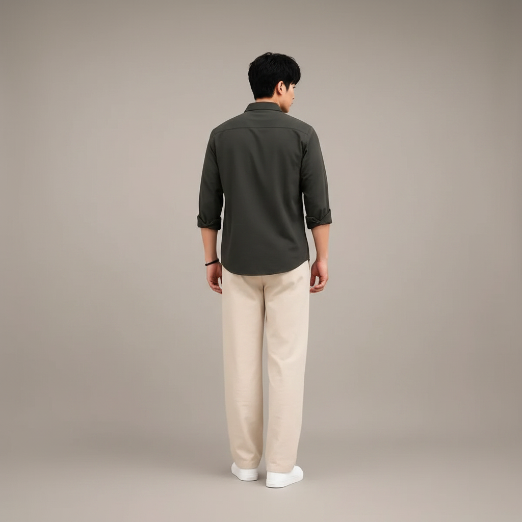 Charcoal Black Shirt & Wide-Leg Pants Set