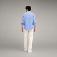 Blue Striped Shirt & Wide-Leg Pants Set
