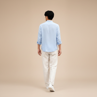 Sky Blue Shirt & Wide-Leg Pants Set