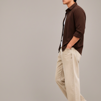 Men's Oversized Brown Linen Shirt – Relaxed Casual Fit