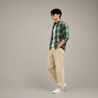 Green Plaid Flannel Shirt & Wide-Leg Pants Set
